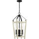 Suffolk 4 Light 14 inch Cottage White/Espresso Foyer Light Ceiling Light