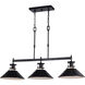 Canton 3 Light 40.25 inch Black and Matte White Linear Chandelier Ceiling Light