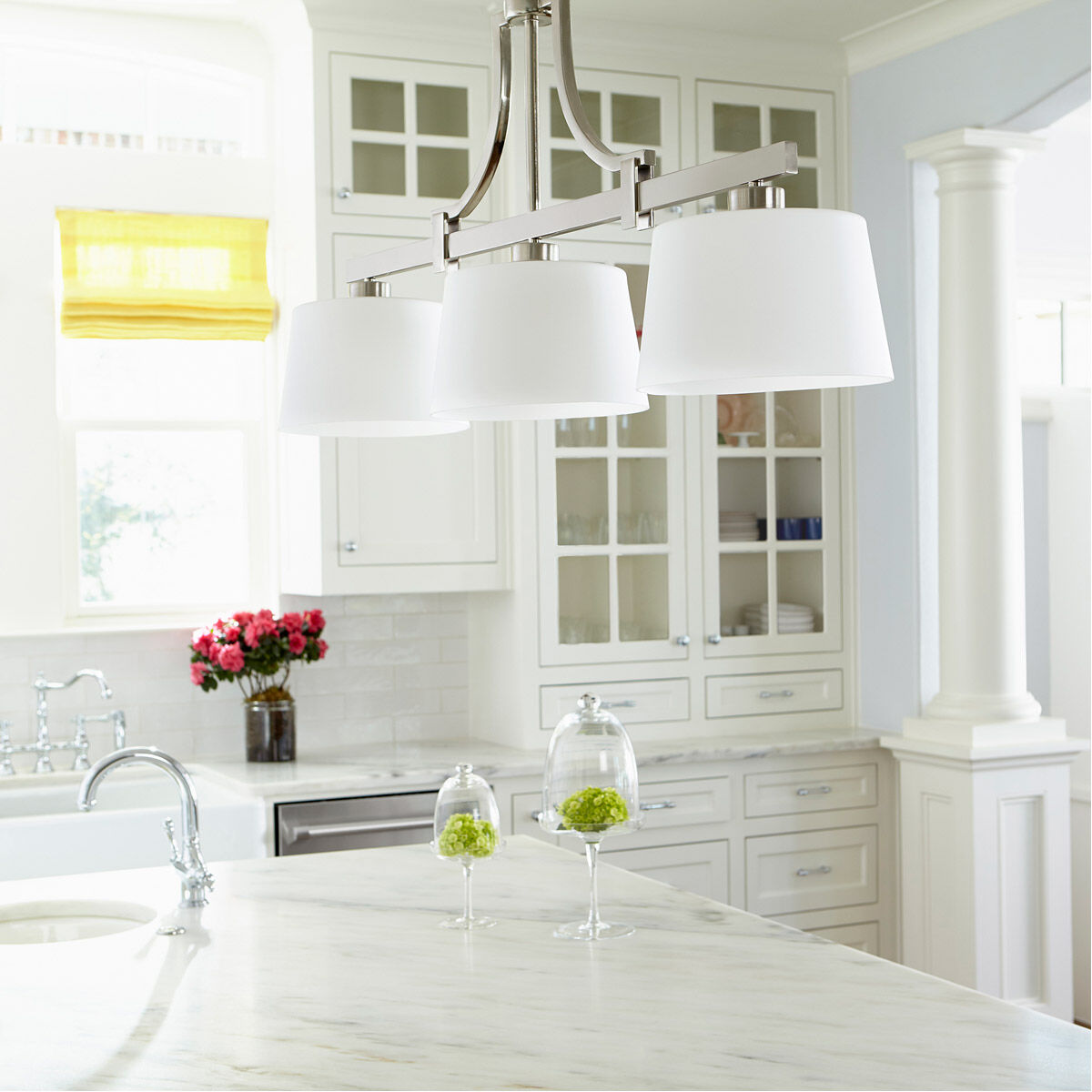 Lancaster 3 Light 39 inch Satin Nickel Island Light Ceiling Light