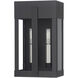 Berksford 2 Light 12 inch Black with Brushed Nickel Candles Outdoor Wall Lantern