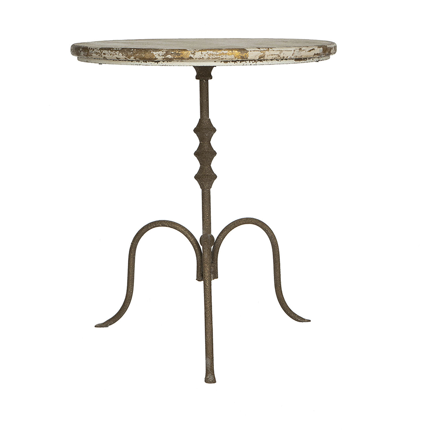 Anita 27.6 X 23.6 inch Distressed White/Gold/Bronze Side Table