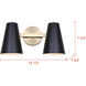 Harken 2 Light 15.5 inch Matte Black and Gold Vanity Light Wall Light
