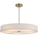 Textile Collection - Genova Family 48 inch Brushed Brass Pendant Ceiling Light in 48" D x 48" W x 9.75" H, White Linen, EVOLV