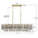 Addis 14 Light 51.75 inch Aged Brass Linear Chandelier Ceiling Light in Tronchi Glass Smoke