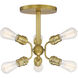 Faraday 6 Light 16.5 inch Brushed Brass Semi Flush Mount Ceiling Light