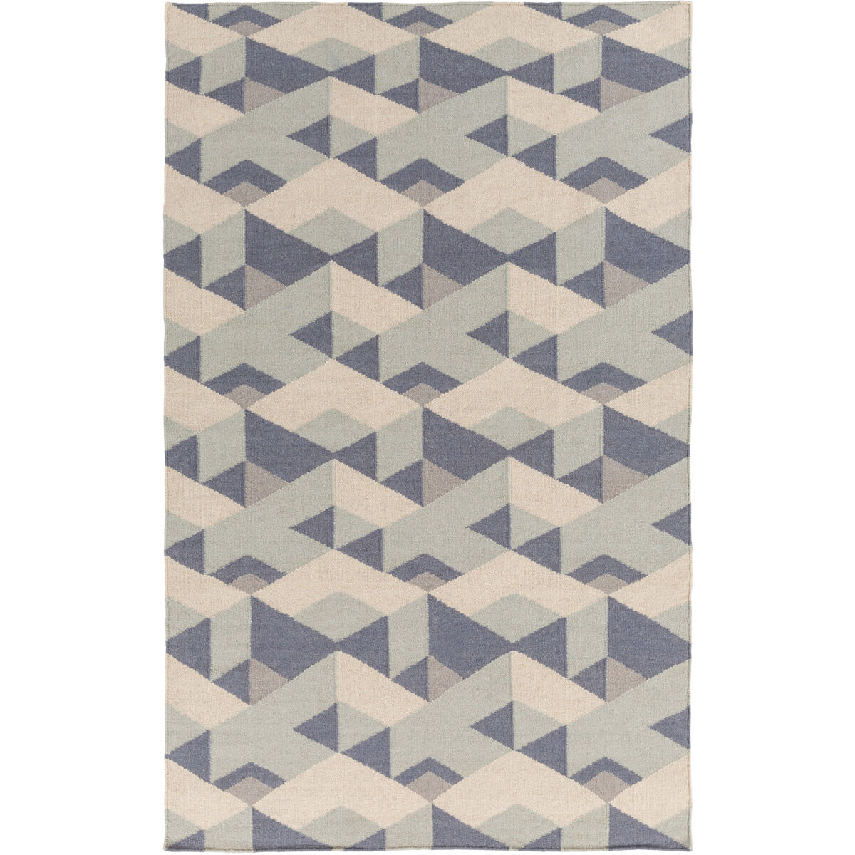 Rivington 36 X 24 inch Blue and Gray Area Rug, Wool and Cotton