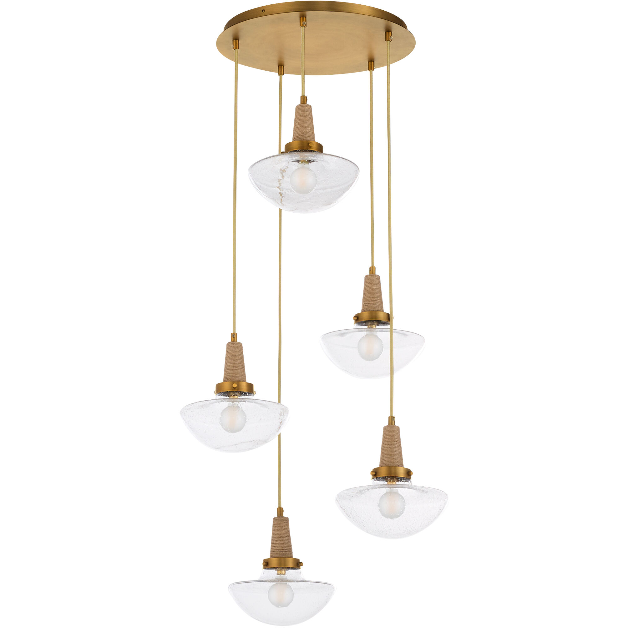 Stockport 5 Light 20 inch Brushed Brass Pendant Ceiling Light