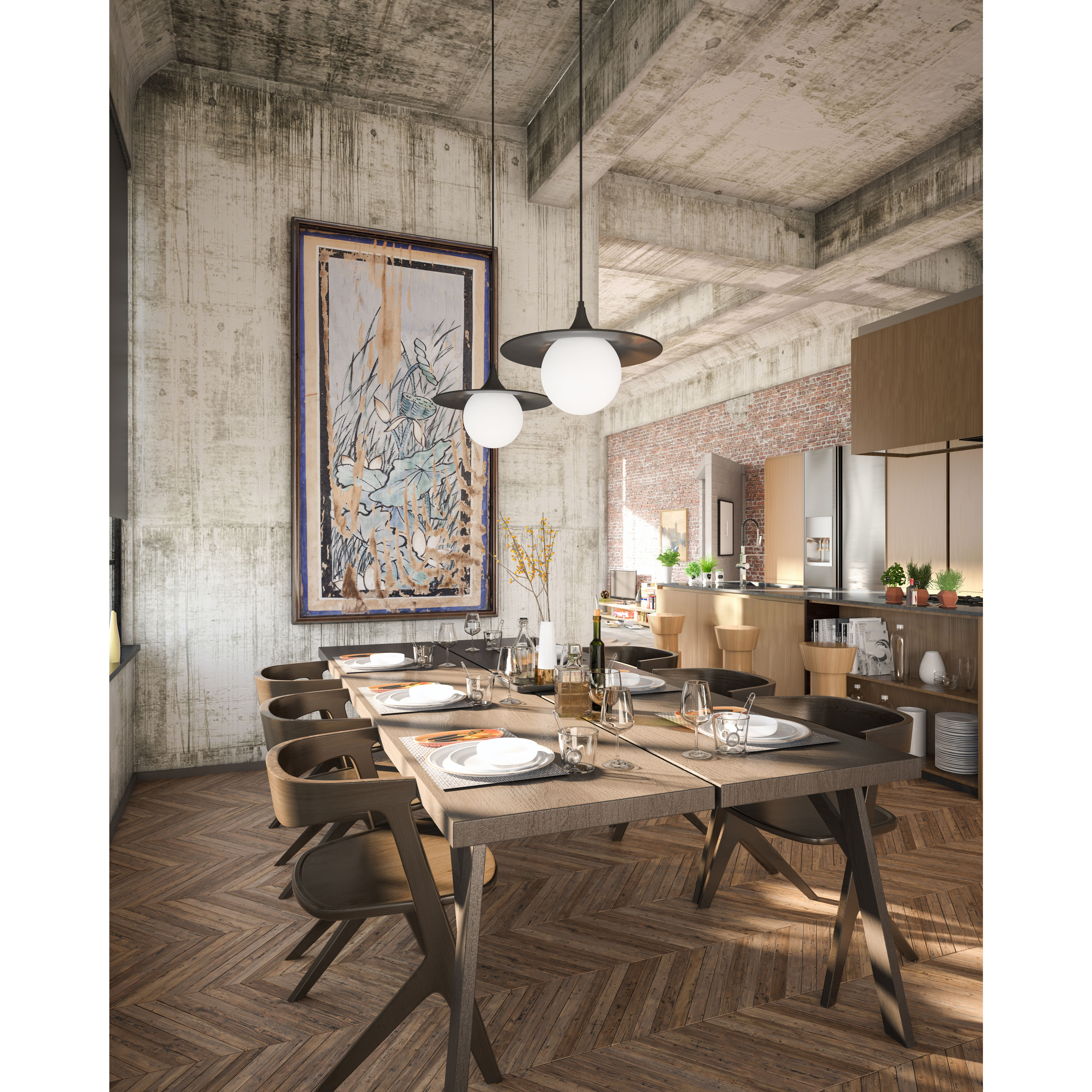 Alora Mood Fuji Pendant Ceiling Light in Matte Black