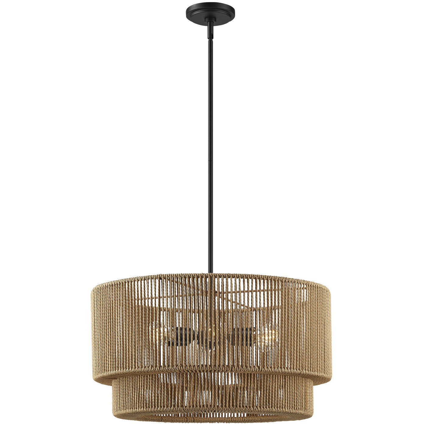 Eco Collection - Milos Family 6 Light 24 inch Matte Black Pendant Ceiling Light in 24" D x 24" W x 12.5" H, EVOLV