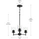 Replay 3 Light 17 inch Black Chandelier Ceiling Light