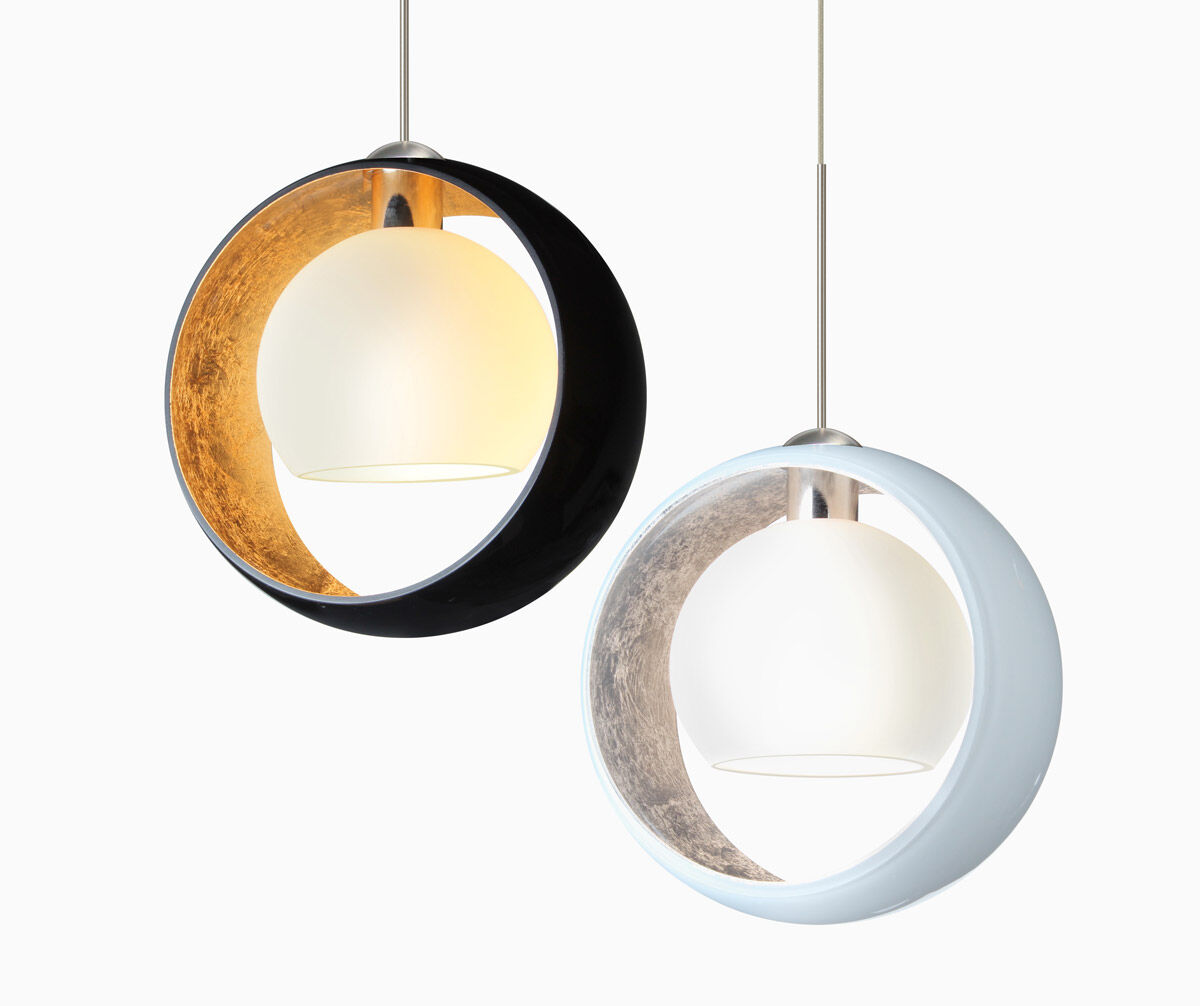 Pogo 1 Light Satin Nickel Pendant Ceiling Light in Halogen, Silver/Inner Silver Foil Glass