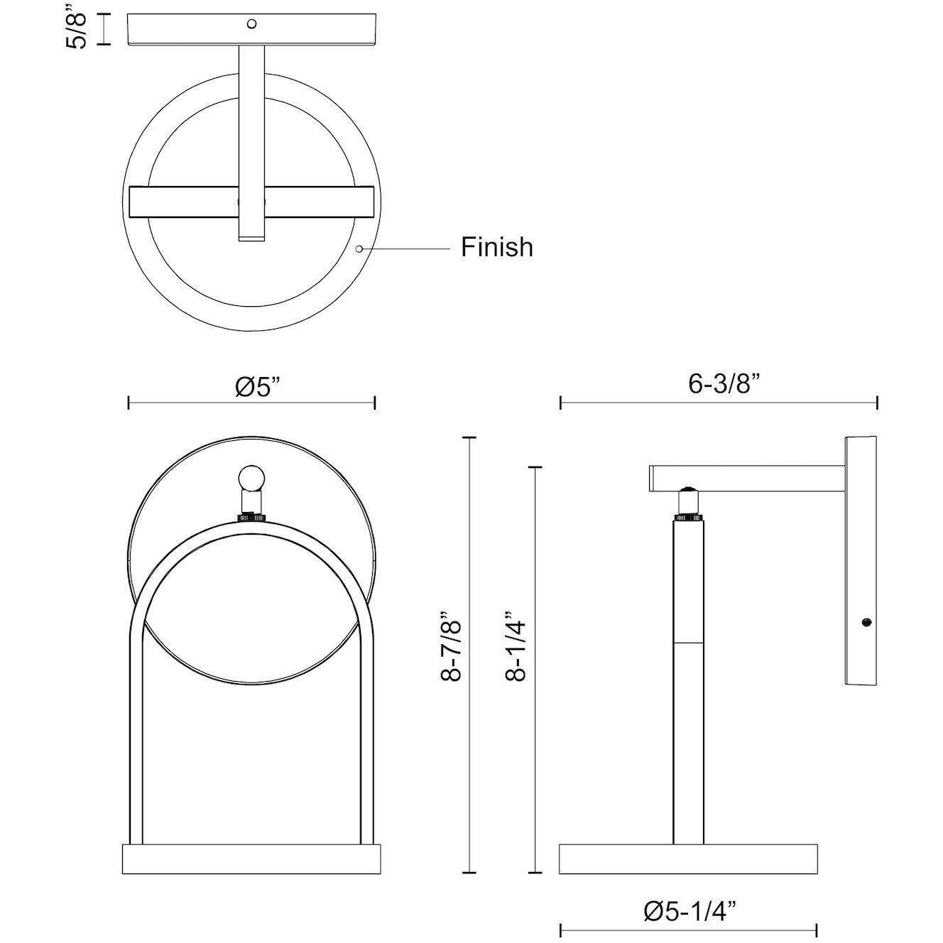 Trek LED 8.88 inch Black Exterior Wall Sconce