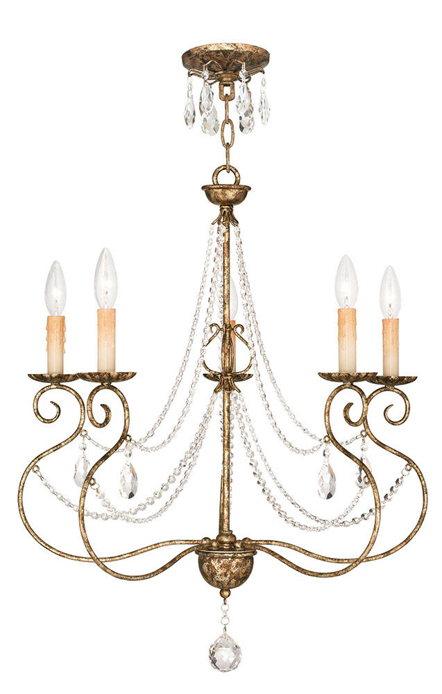 Isabella 5 Light 24 inch Hand Applied European Bronze Chandelier Ceiling Light