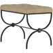Galvin 21.38 inch Light Grey Leather / Textured Black / Brushed Brass Ottomans Stool
