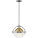 Watson 1 Light 12 inch Polished Nickel with Heritage Brass Indoor Pendant Ceiling Light