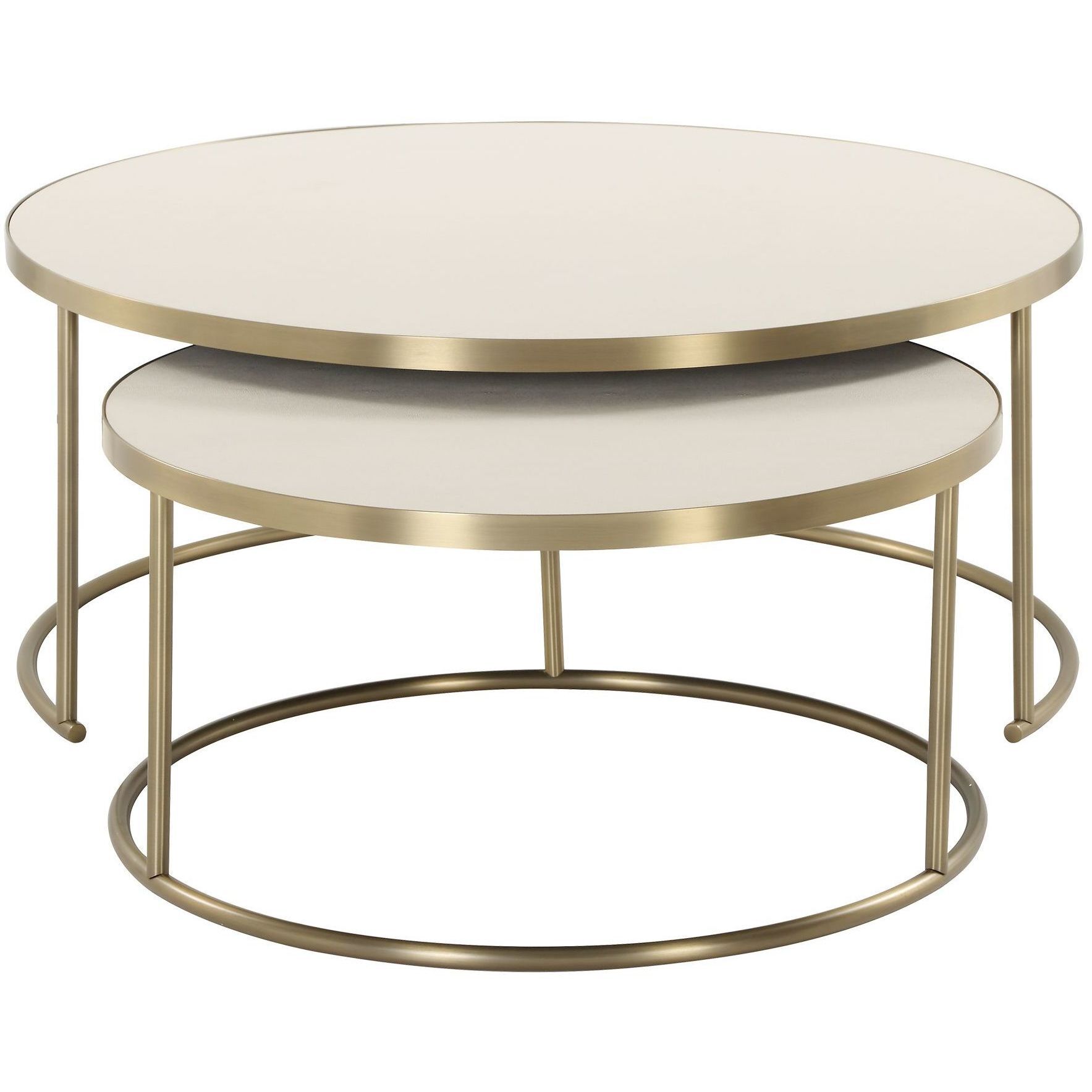Aragon 40 X 17.5 inch Brass and Faux White Shagreen Coffee Tables, Set of 2