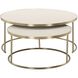 Aragon 40 X 17.5 inch Brass and Faux White Shagreen Coffee Tables, Set of 2