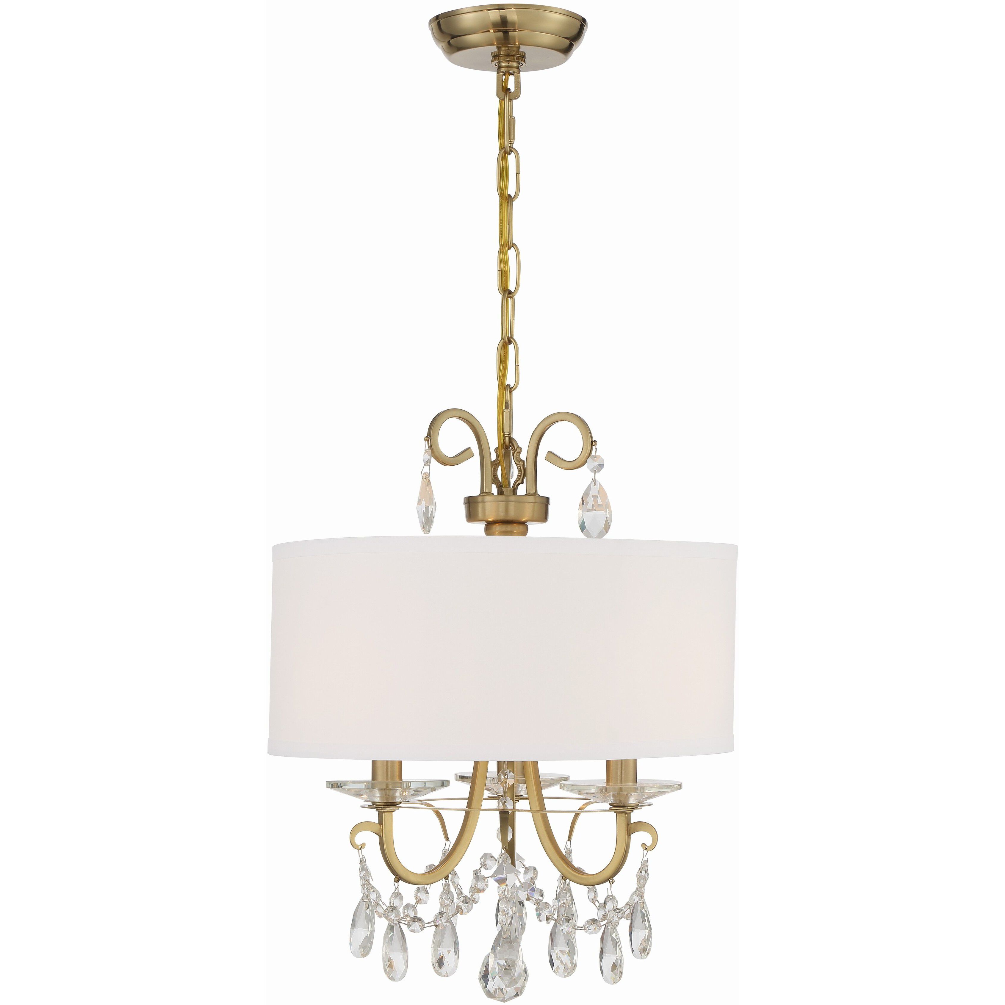 Othello 3 Light 14 inch Vibrant Gold Mini Chandelier Ceiling Light in Clear Hand Cut