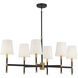 Brody 6 Light 41 inch Black with Warm Brass Accents Linear Chandelier Ceiling Light, Essentials
