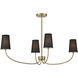 Scandinavian 4 Light 38 inch Natural Brass Chandelier Ceiling Light