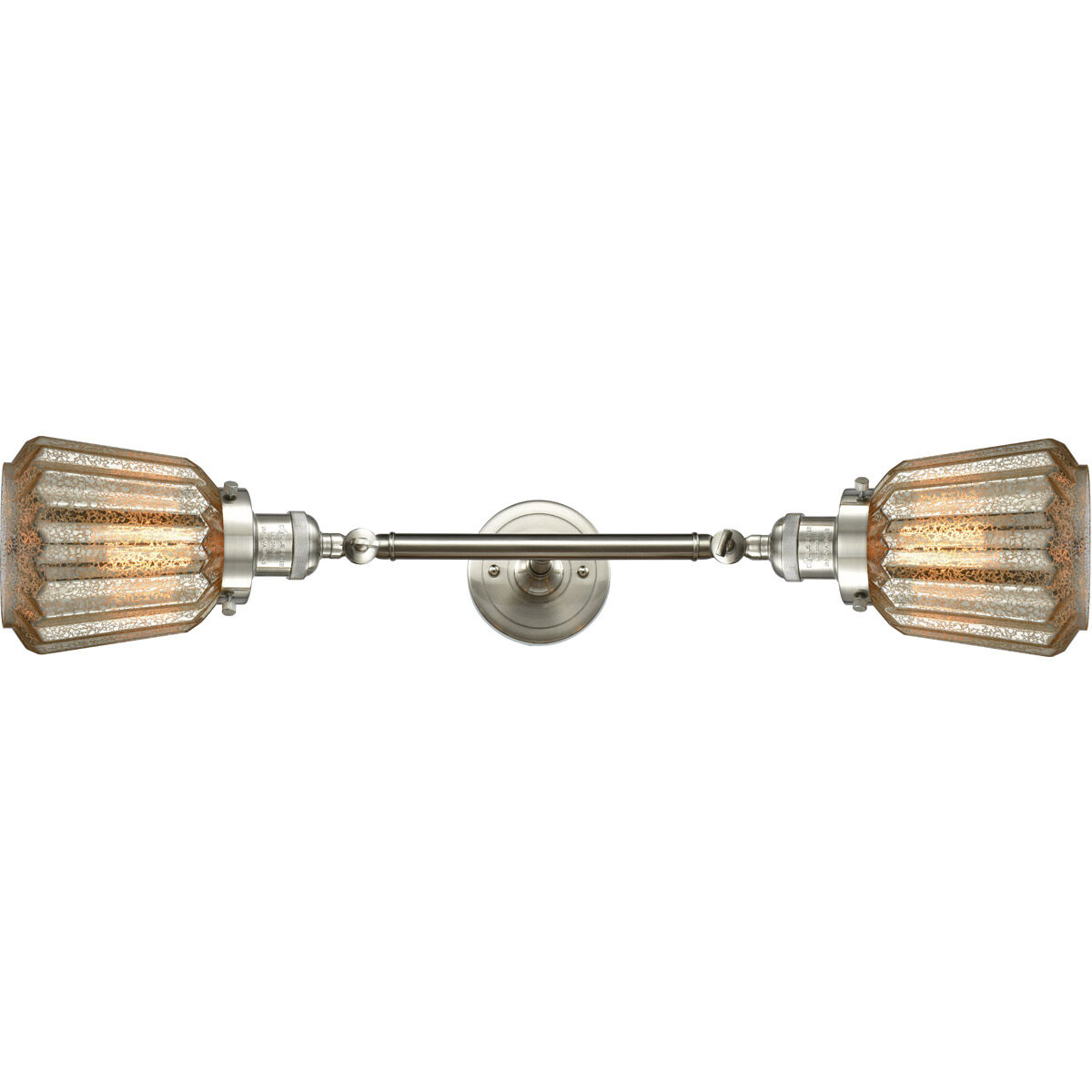 Franklin Restoration Chatham 2 Light 6 inch Brushed Satin Nickel Bath Vanity Light Wall Light in Mercury Glass, Franklin Restoration