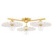 Tinsley 3 Light 33 inch Aged Brass/Ceramic Gloss Cream Semi Flush Ceiling Light