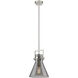Newton Cone 1 Light 10 inch Satin Nickel Pendant Ceiling Light in Plated Smoke Glass