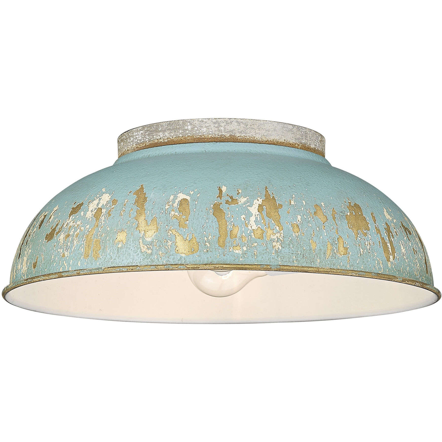Kinsley 2 Light 14 inch Aged Galvanized Steel Flush Mount Ceiling Light in Antique Teal