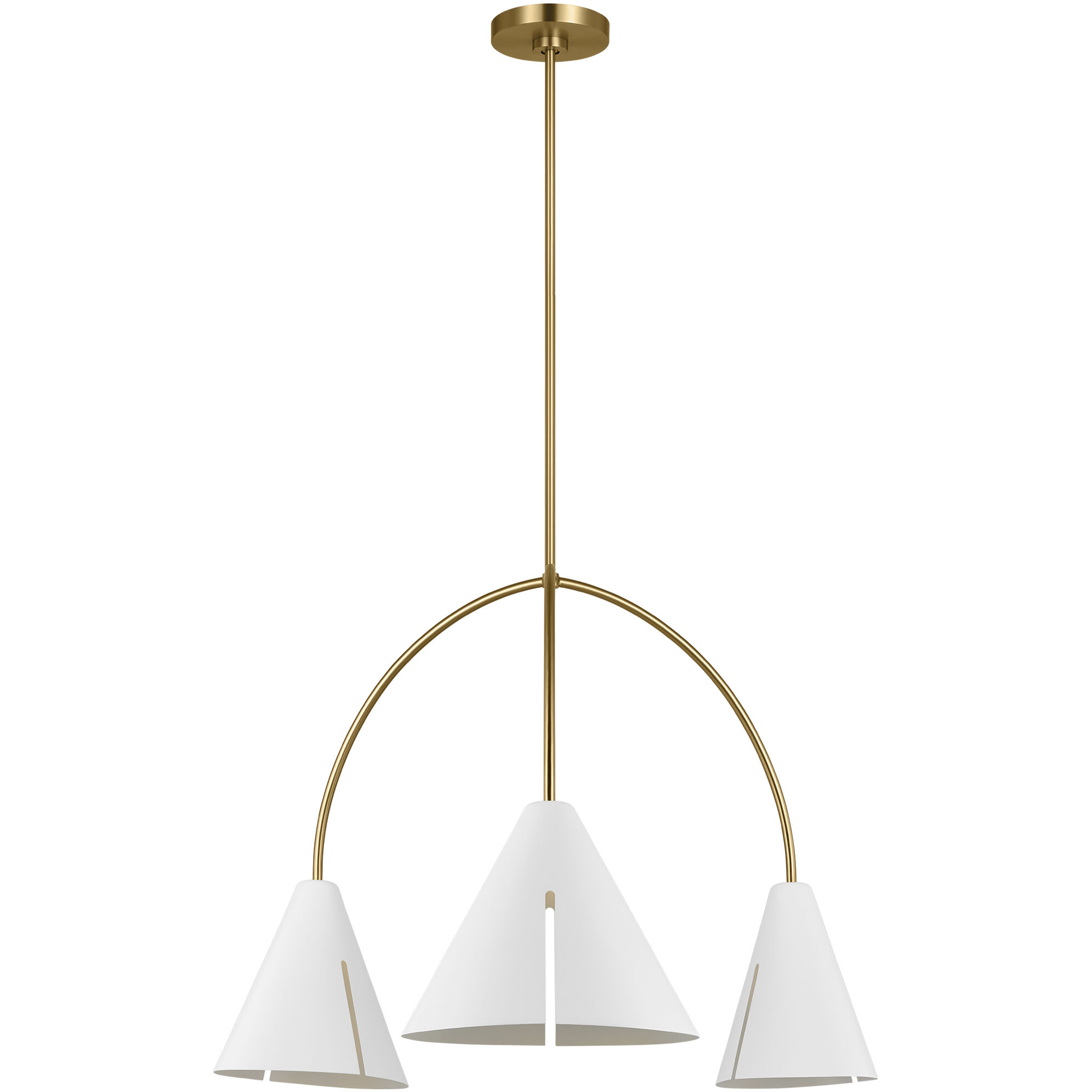 Kelly by Kelly Wearstler Cambre 3 Light 32.38 inch Matte White and Burnished Brass Chandelier Ceiling Light in Matte White / Burnished Brass