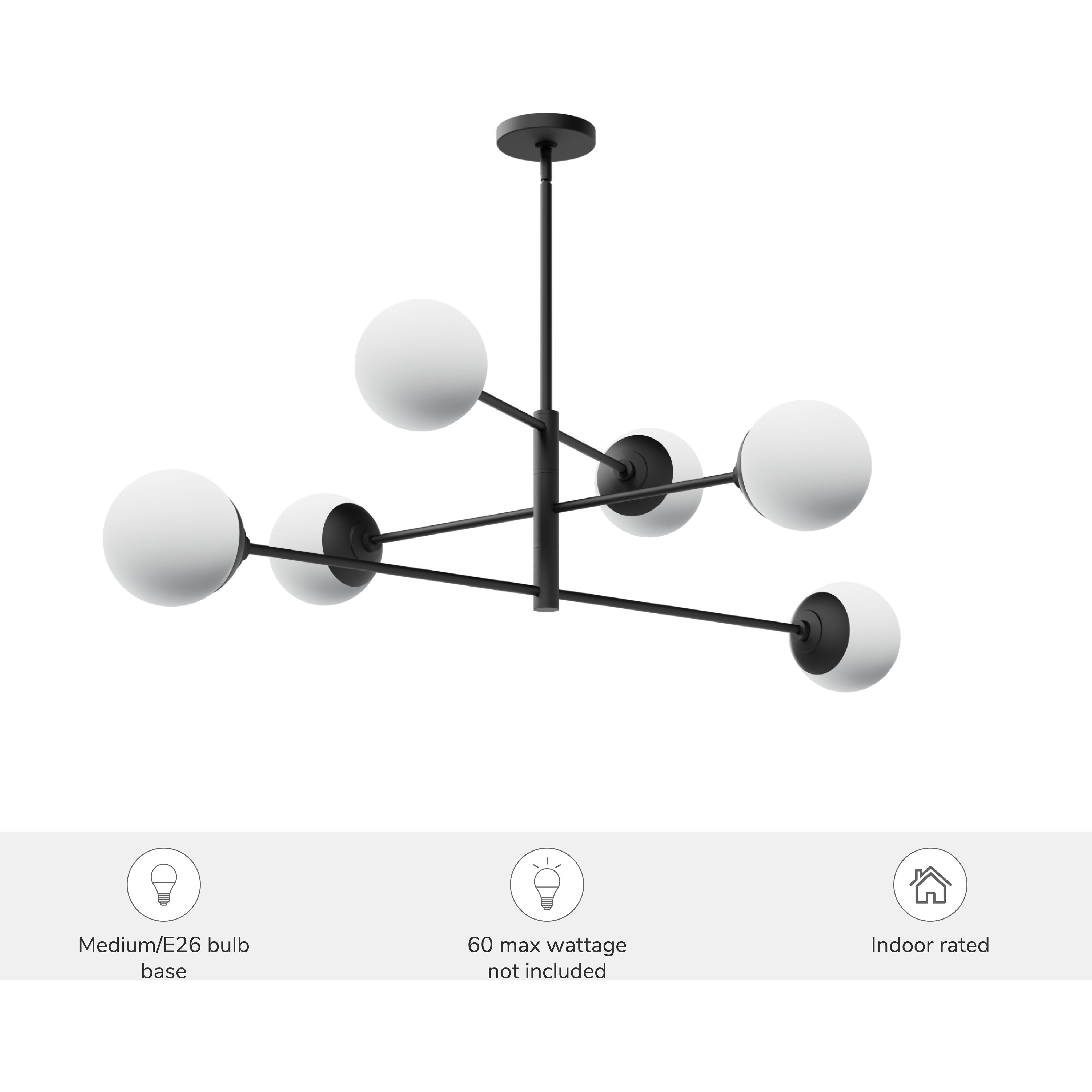 Hepburn 6 Light 32.75 inch Matte Black Chandelier Ceiling Light, Extra Large