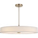 Textile Collection - Genova Family 48 inch Brushed Brass Pendant Ceiling Light in 48" D x 48" W x 9.75" H, White Linen, EVOLV