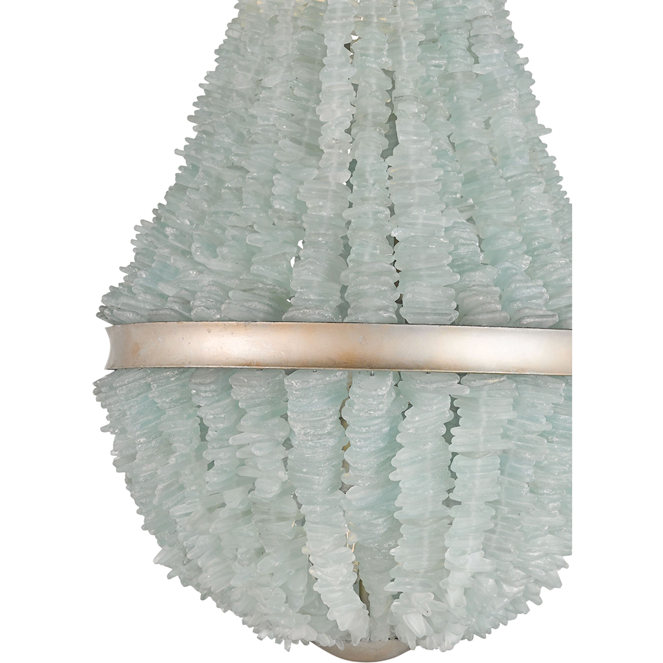 Platea 3 Light 16.5 inch Contemporary Silver Leaf/Seaglass Chandelier Ceiling Light