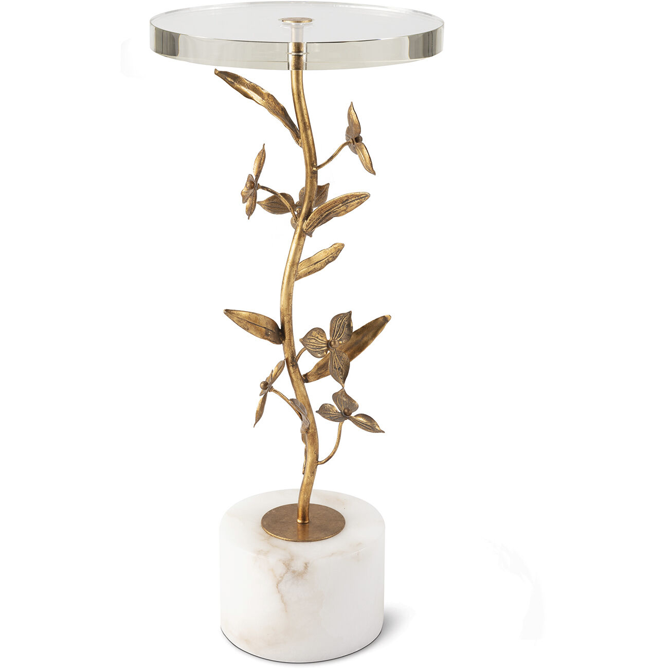 Trillium 26 X 11.5 inch Antique Gold Leaf Side Table, Martini Table