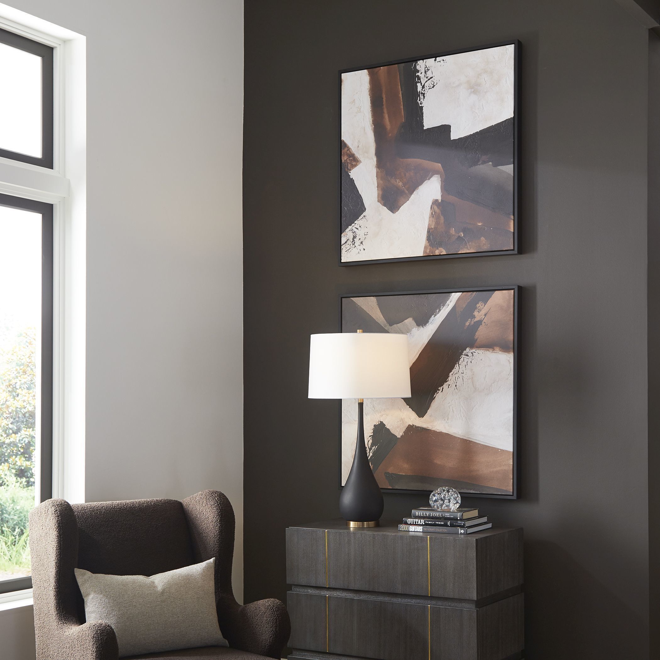 Tactile Inspiration Multi-Colored and Black Framed Abstract Art, Set of 2