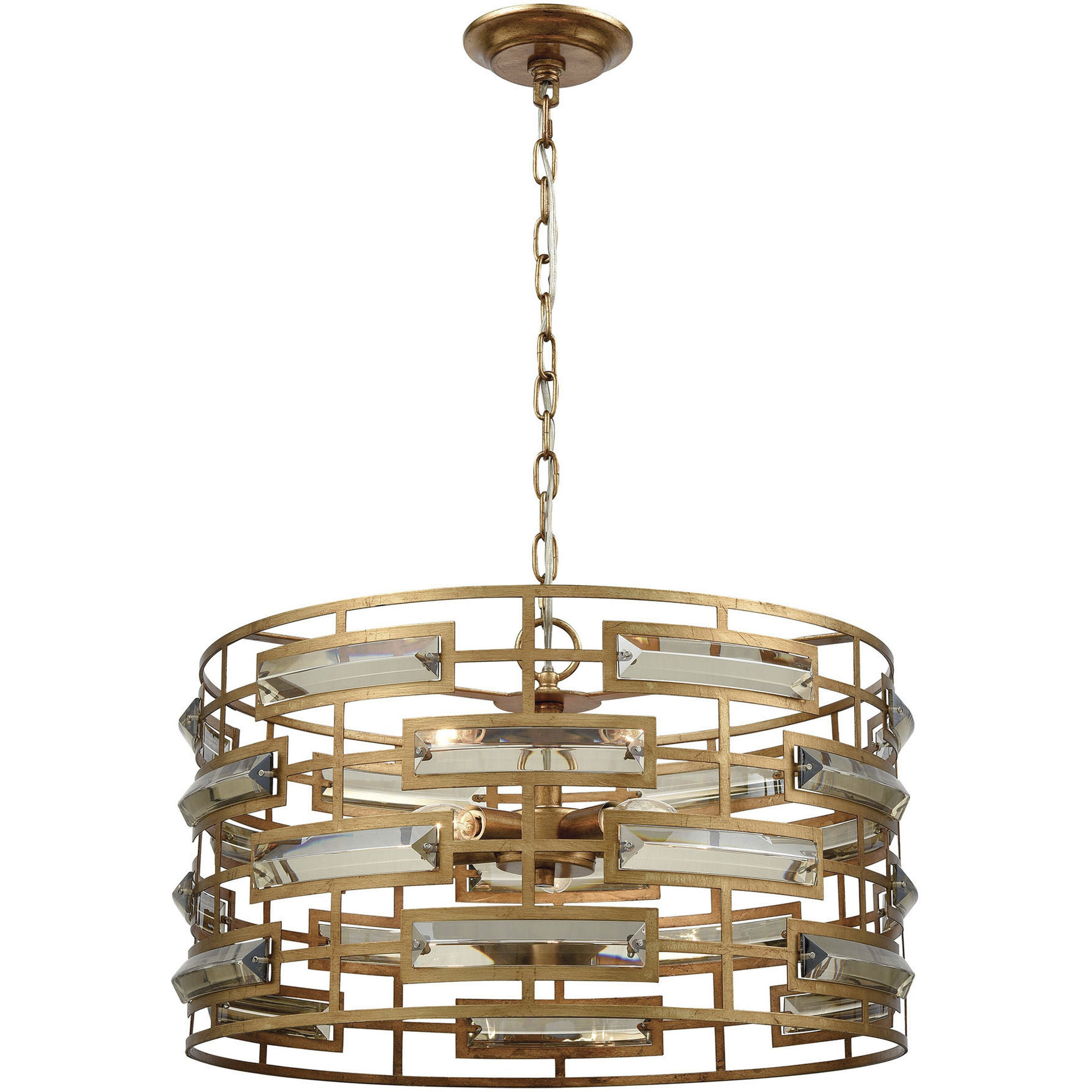 Metro 5 Light 22 inch Gold Leaf Chandelier Ceiling Light