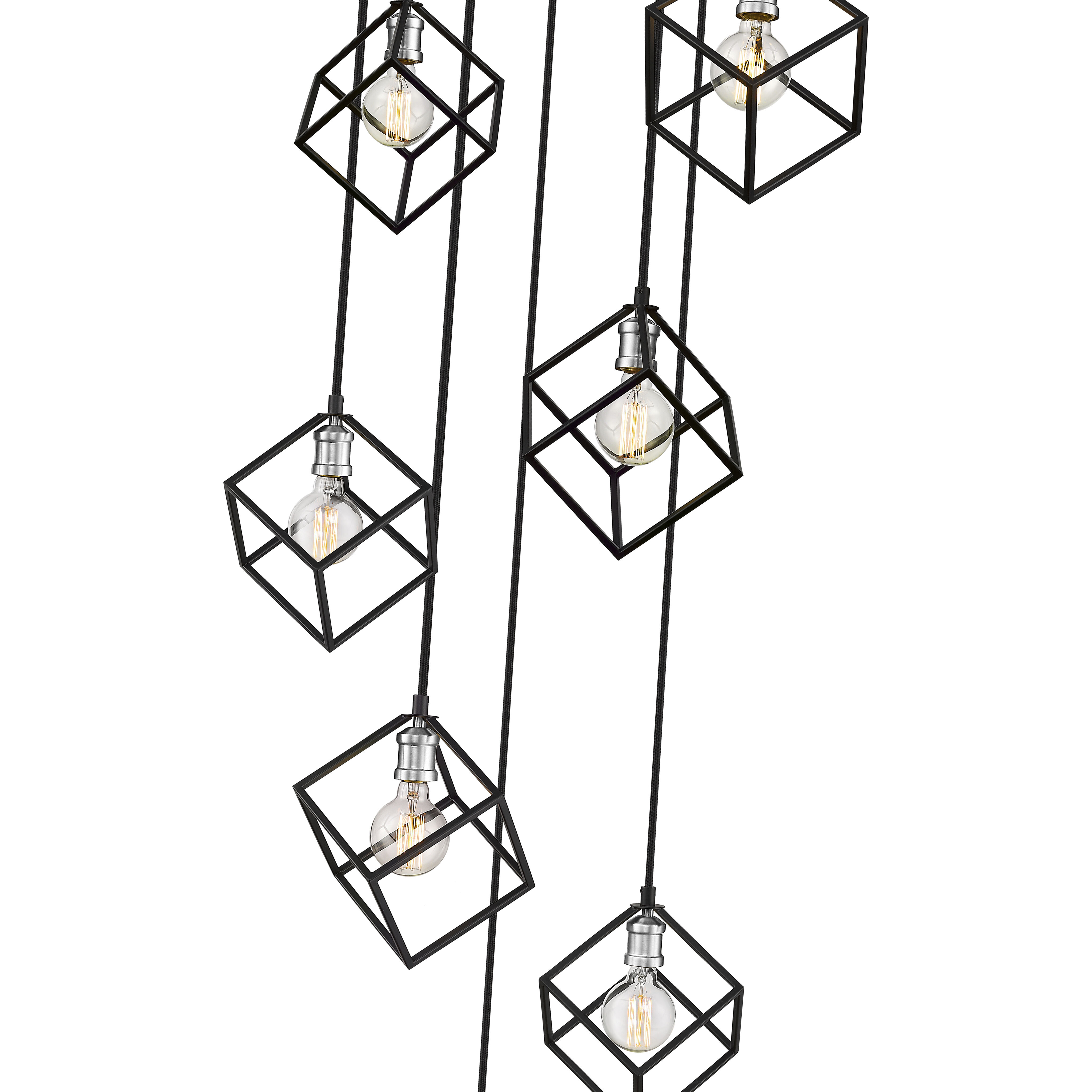 Vertical 7 Light 23.5 inch Matte Black and Brushed Nickel Chandelier Ceiling Light