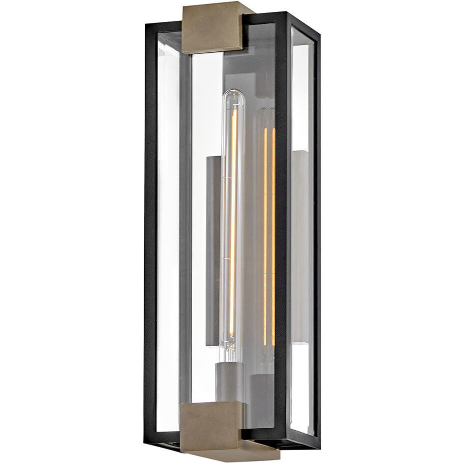 Bergen 1 Light 22 inch Black with Burnished Bronze Outdoor Wall Mount Lantern