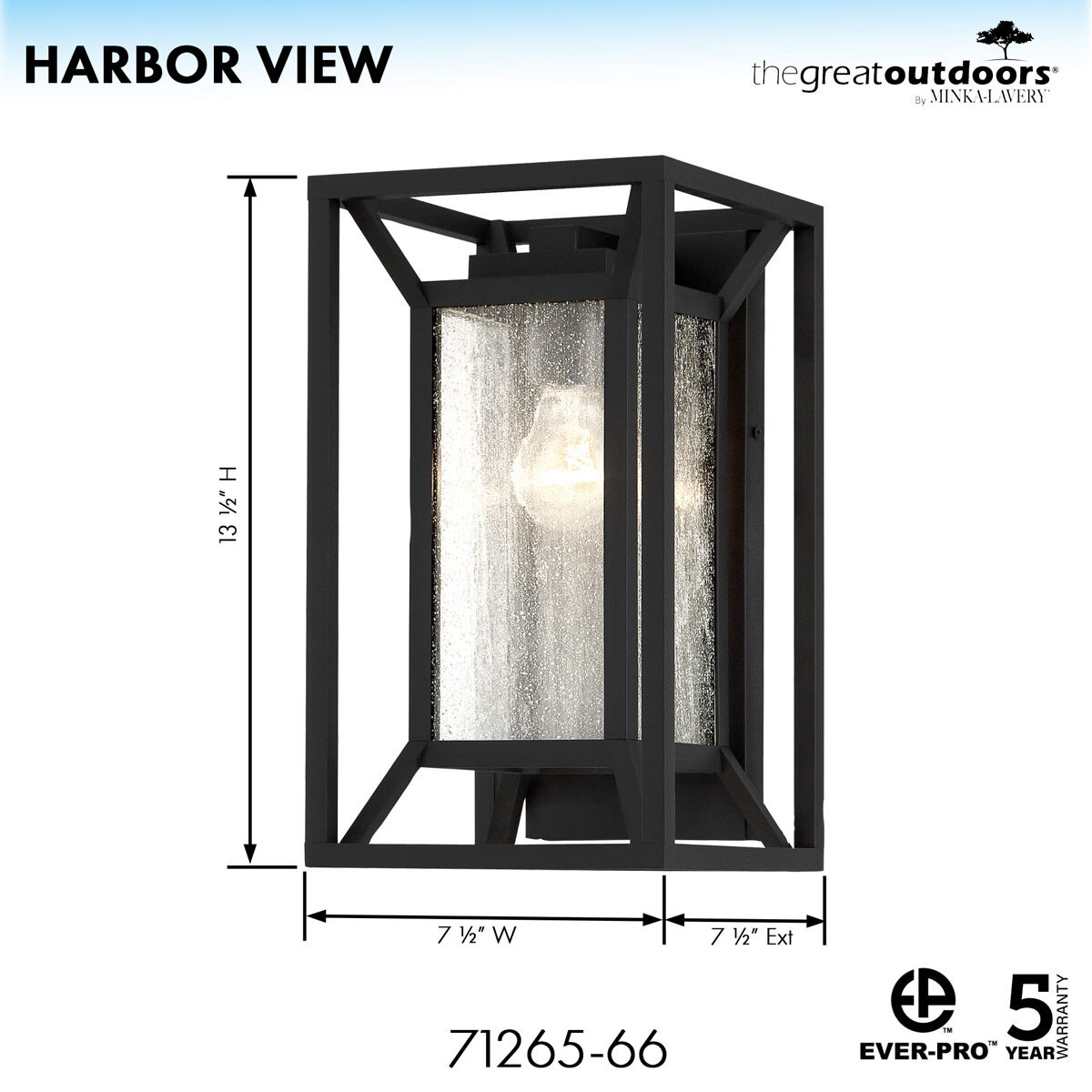 Harbor View 1 Light 13 inch Coal Outdoor Wall Mount, Great Outdoors