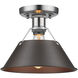 Yep Orwell 1 Light 10 inch Pewter Flush Mount Ceiling Light in Rubbed Bronze, Damp