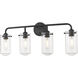 Delaney 4 Light 30 inch Matte Black Vanity Wall Light