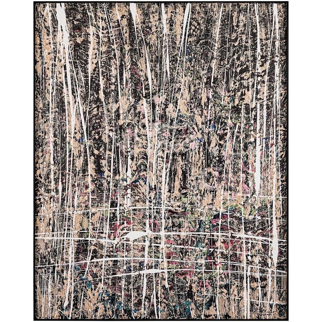 LM Zhou's Traces in Monochrome 59.5 X 47.5 inch Oils and Original Art