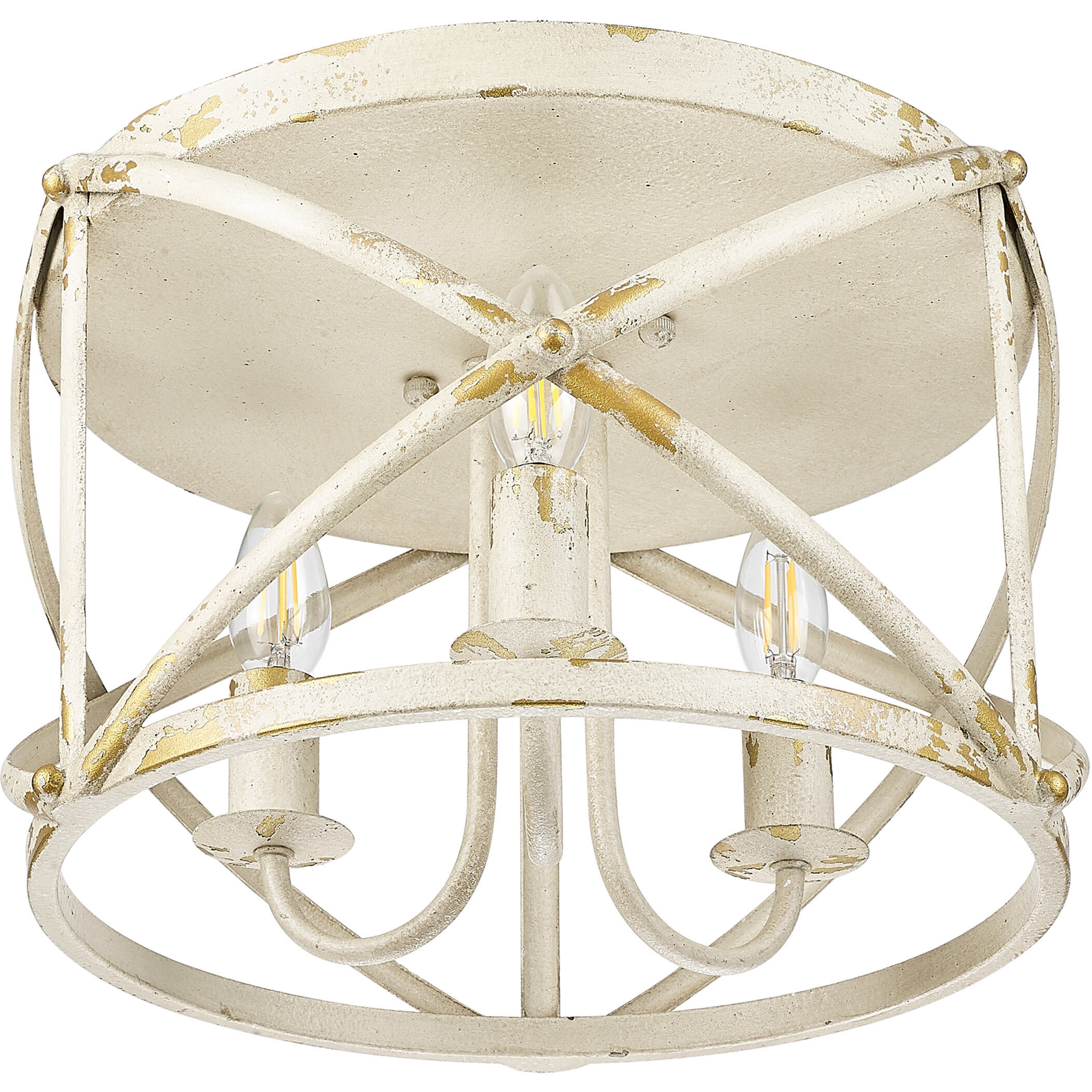 Alcott 3 Light 15 inch Antique Ivory Flush Mount Ceiling Light