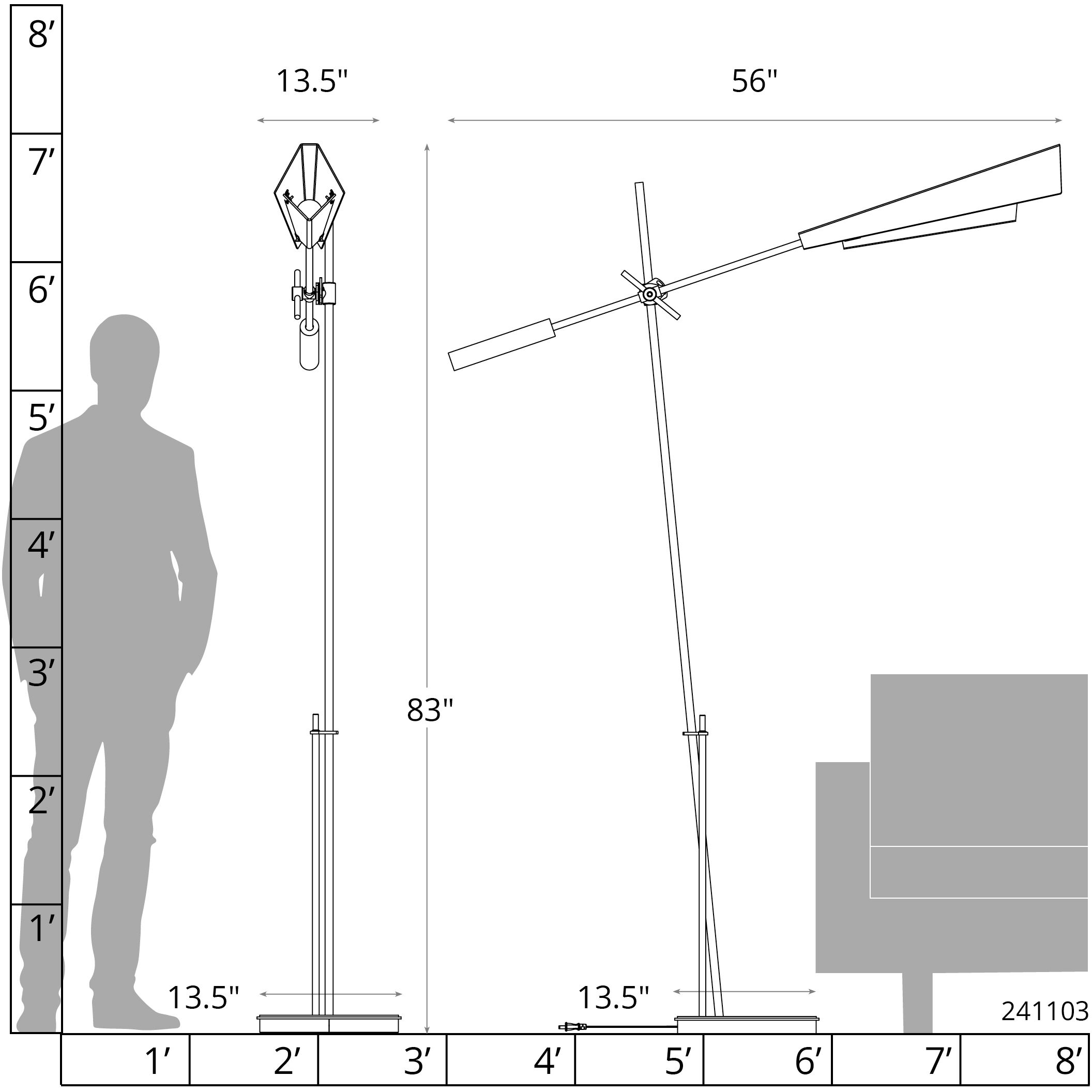 Vertex 83.1 inch 60 watt Black and Sterling Floor Lamp Portable Light in Black/Sterling