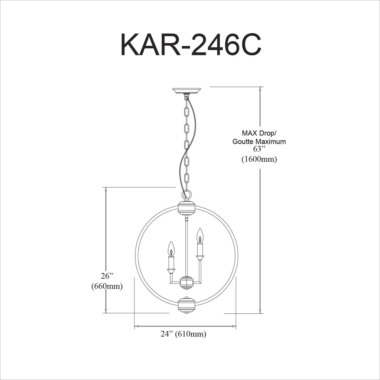 Karland LED 24 inch Polished Chrome Chandelier Ceiling Light
