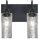 Duke 2 Light 12 inch Black Vanity Lighting Wall Light in Silver Foil Glass
