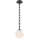 Gaia LED 7.6 inch Matte Black Pendant Ceiling Light in 3000K LED, White Linen, Rectangular Chain, Medium