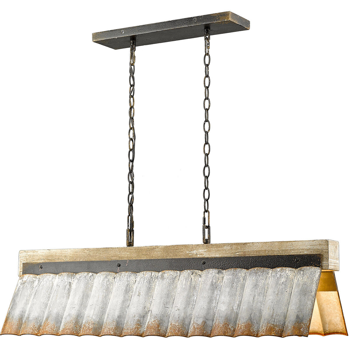 Waylon 5 Light 39.38 inch Antique Black Iron Linear Pendant Ceiling Light