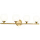 Neoma 4 Light 30 inch Modern Gold Vanity Wall Light