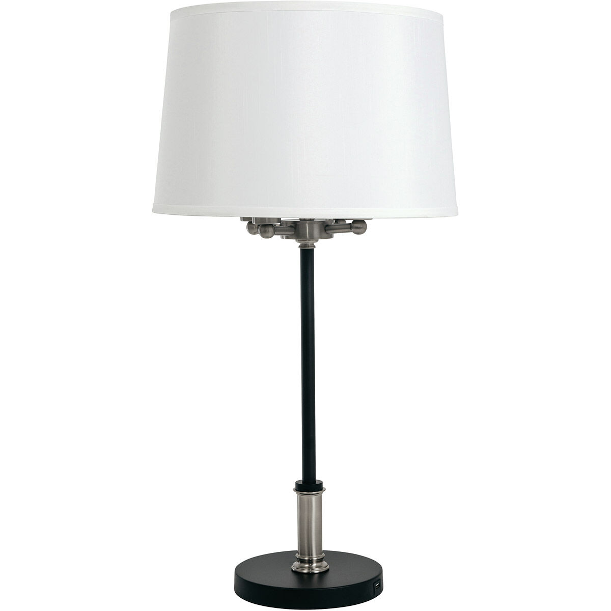 Alpine 31 inch 100.00 watt Black and Satin Nickel Table Lamp Portable Light, with USB Port