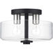 Whitworth 2 Light 12.25 inch Black with Brushed Nickel Accents Semi-Flush Ceiling Light